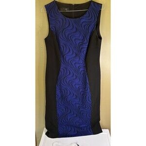 Black Label Evan Picone Dress Blue And Black Women’s Size 8 Swirls Polyester